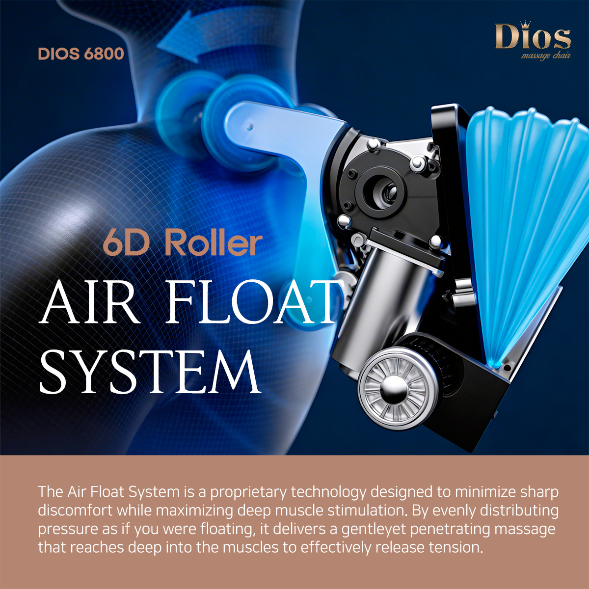 Dios-6800 6D Dual Core (3D+3D) Roller, Air Float System Beige/White - Image 5