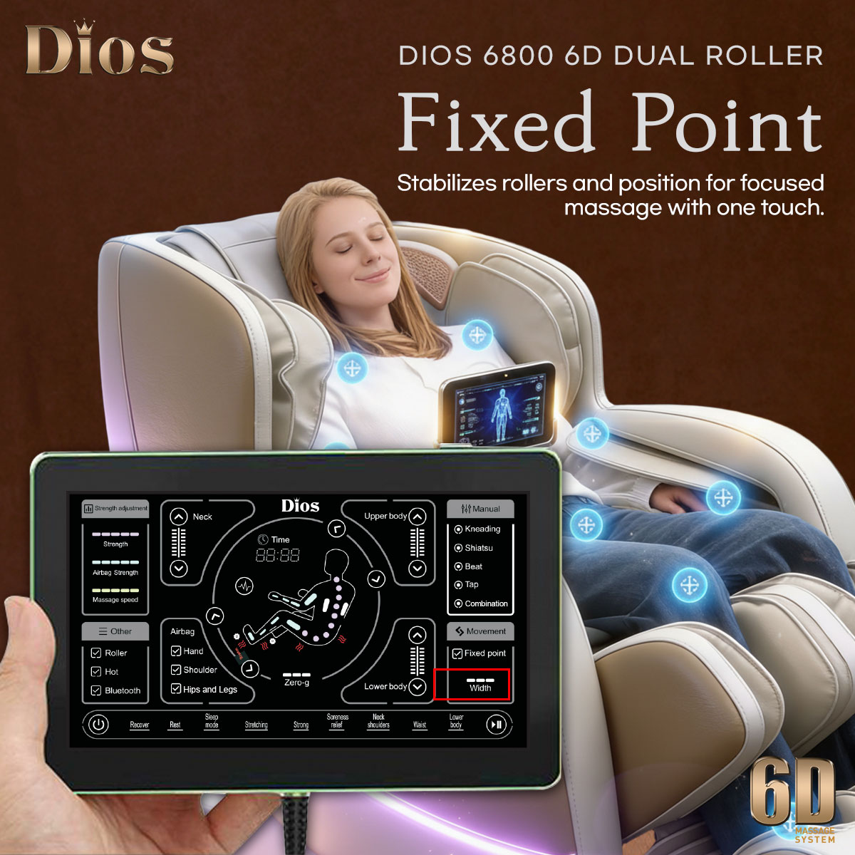 Dios-6800 6D Dual Core (3D+3D) Roller, Air Float System Beige/White - Image 3