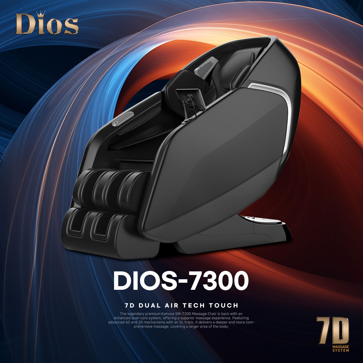 Dios-7300 7D AI Dual Core (4D+3D) Roller, Air Float System Black - Image 2