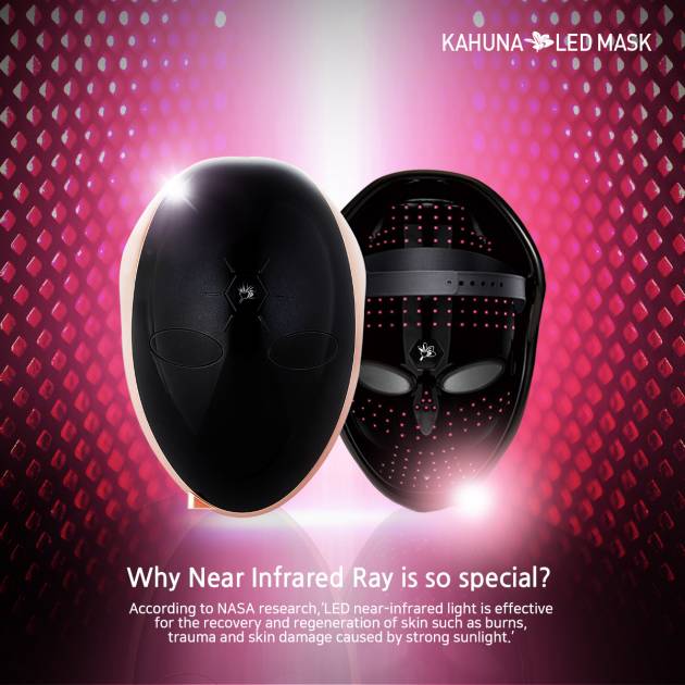 MADE IN KOREA, Korean Beauty Secret, Healthy Glowing Glass Skin – Kahuna Premium LED mask – Collagen Activation – Black/Rose Gold
